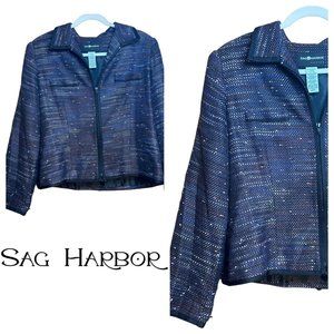 Sag Harbor Ladies Business Career Layering Zip Up Jacket Size 14 Petite